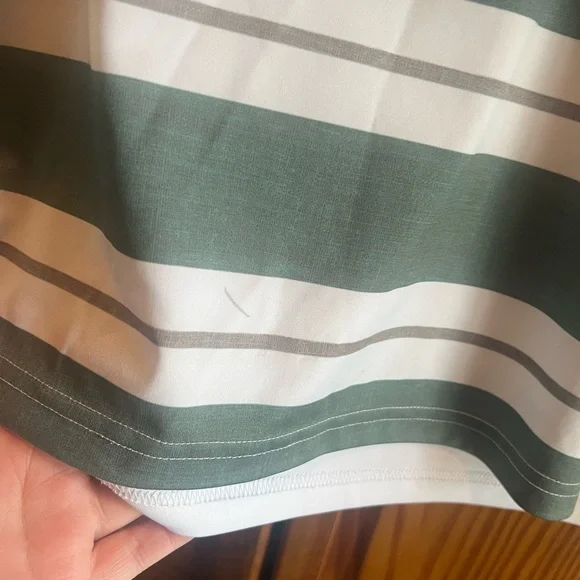 Oakley Large Green and White Striped Polo Shirt - Picture 5 of 6